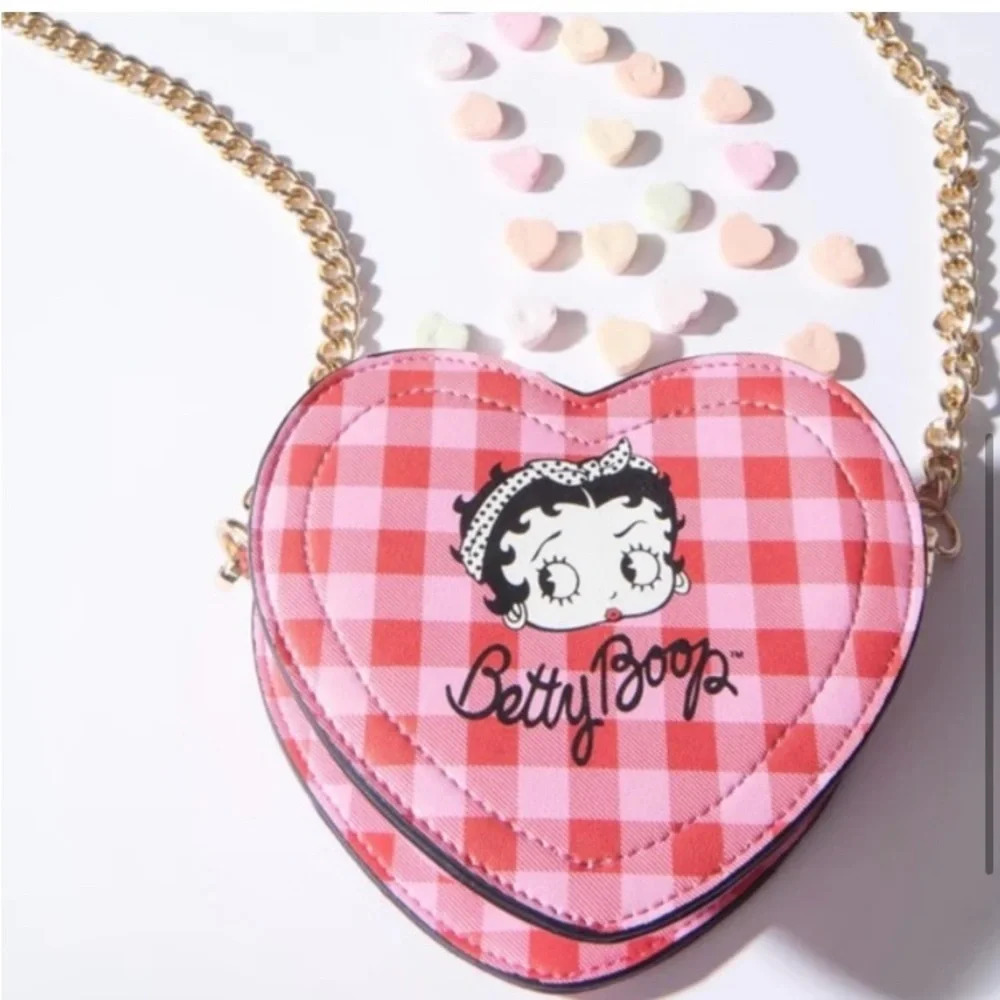 Unique Vintage Pink Checkered Betty Boop Mini Bag